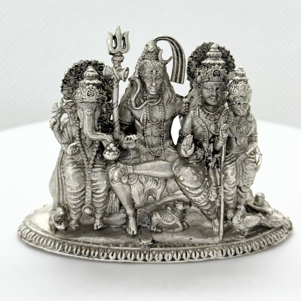 925 Sterling Silver-Shiva with Parvati, Ganesha, and Murugan