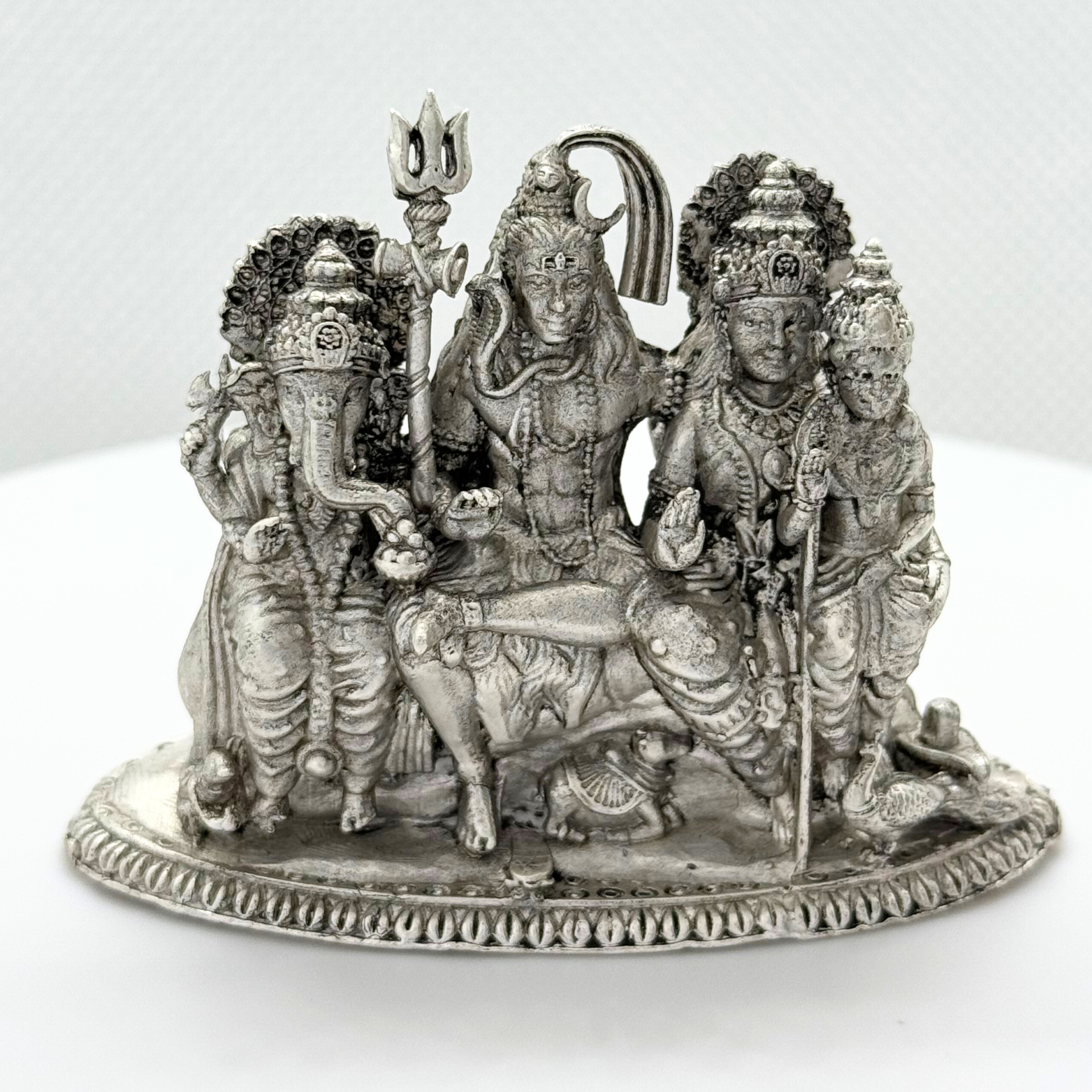 925 Sterling Silver-Shiva with Parvati, Ganesha, and Murugan