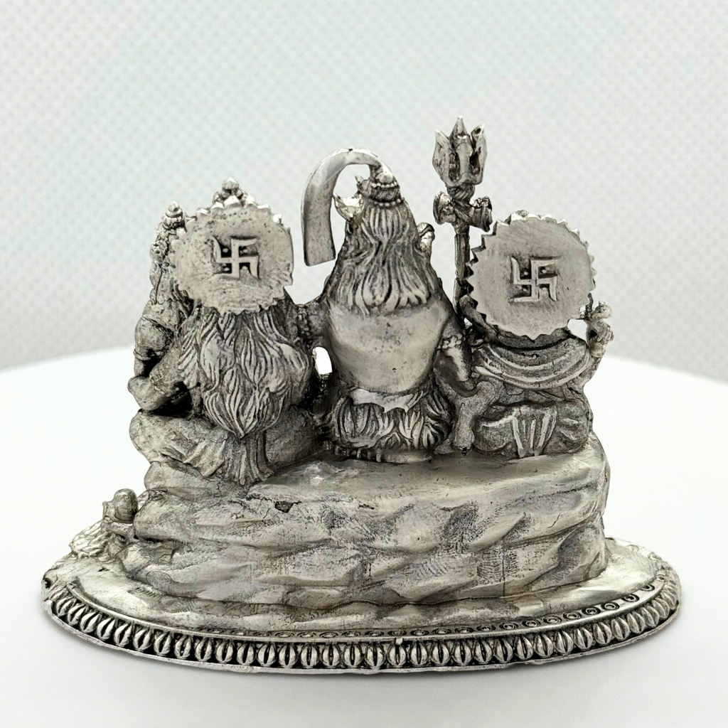 925 Sterling Silver-Shiva with Parvati, Ganesha, and Murugan