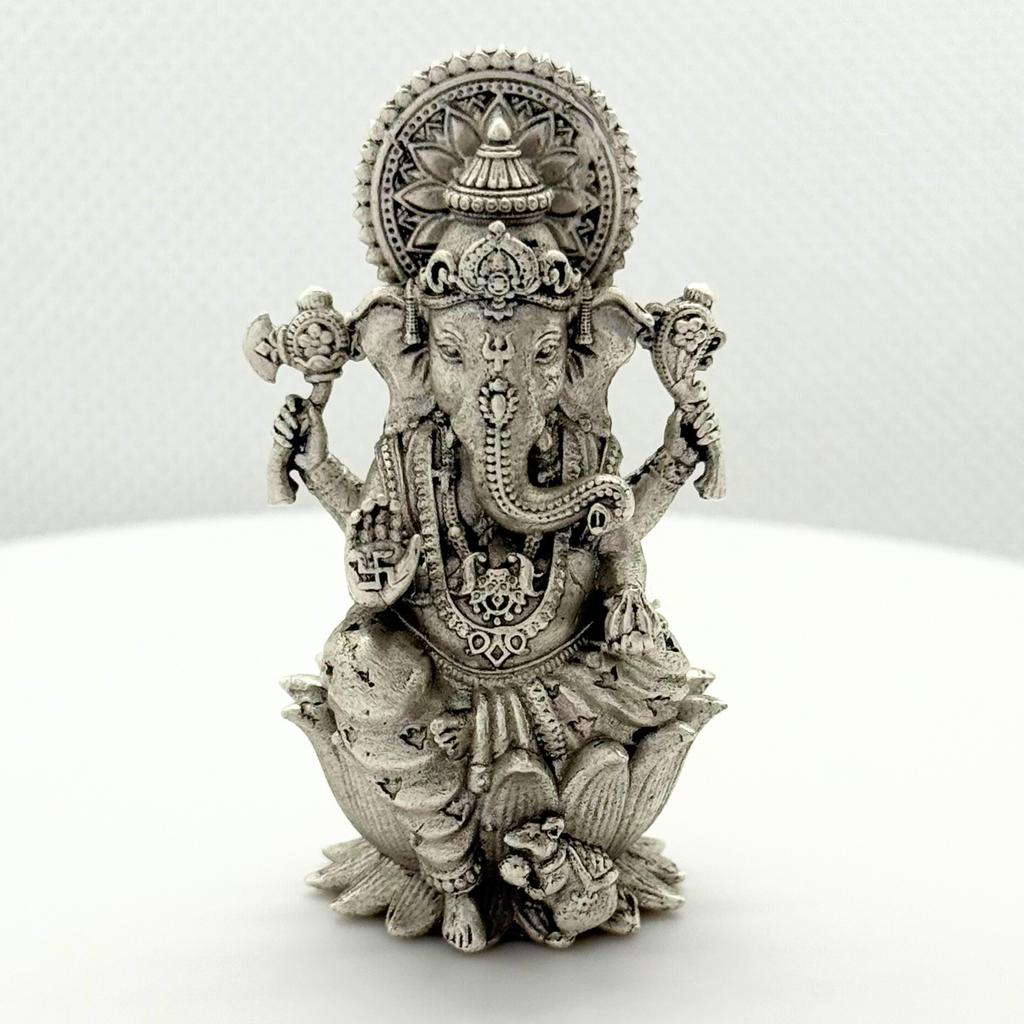 925 Sterling Silver-Ganesha on loutus (Style 2)